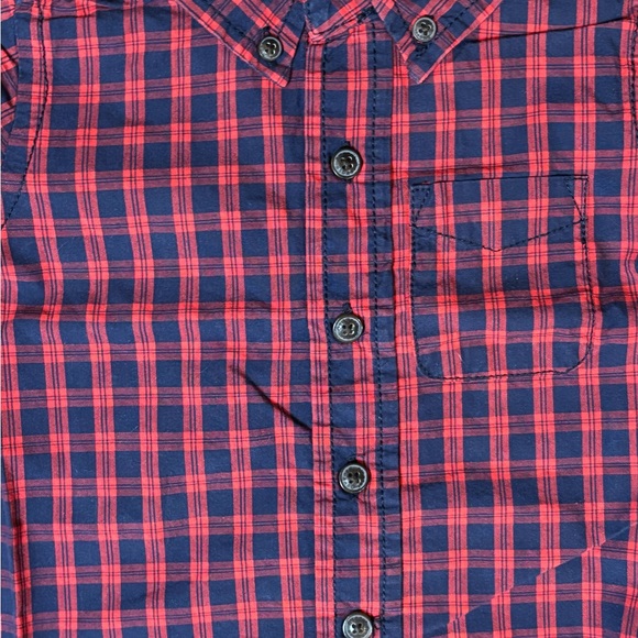 OshKosh‎ B’gosh Boys Toddler 3T Red Checkered Button Down Shirt Preppy Cute - Picture 3 of 5